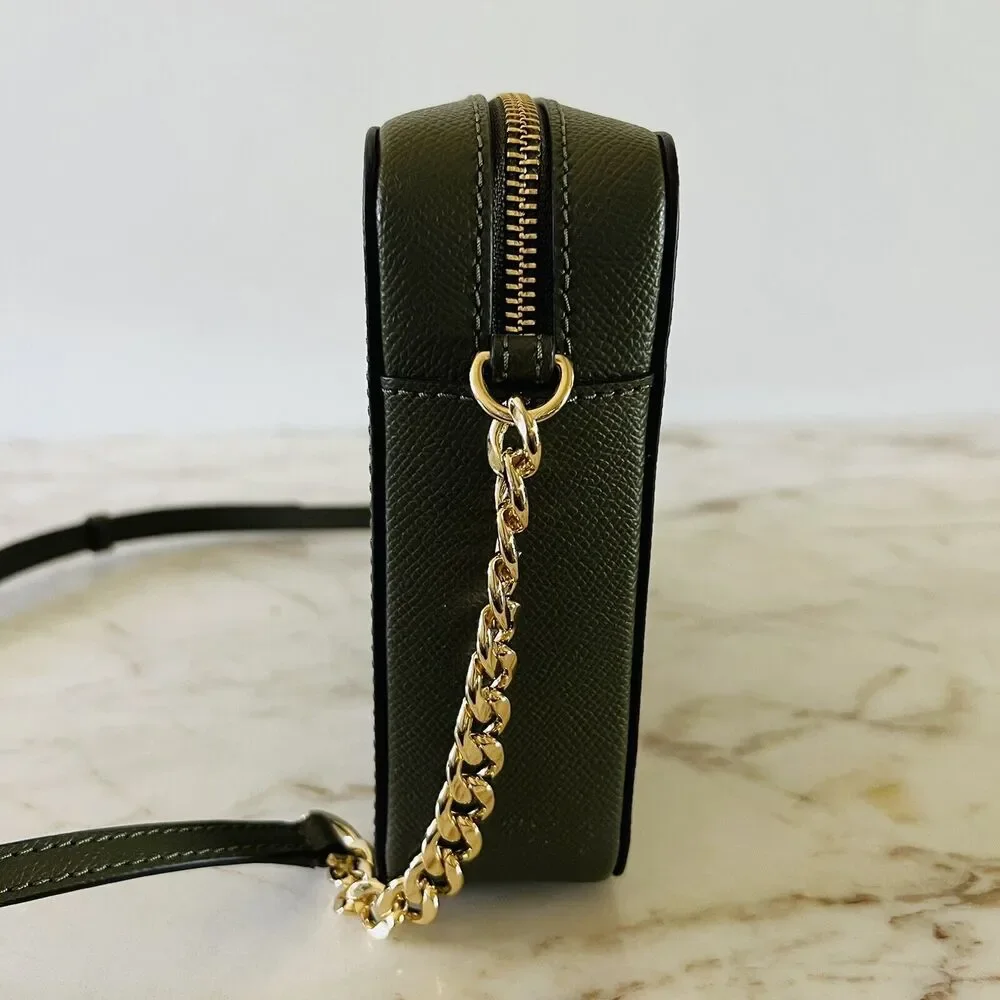 MICHAEL KORS Jet Set Olive Leather Zip Chain Crossbody Bag - Picture 6 of 8